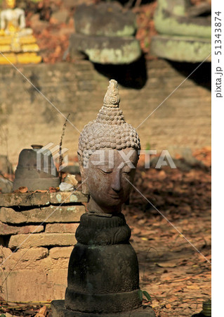 The head of the old Buddha statue The head of the old Buddha statue 51343874
