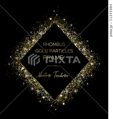 Golden rhombus. Frame of gold particles and text 51343984
