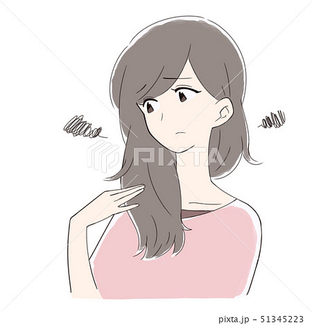 傷んだ髪 女性のイラスト素材