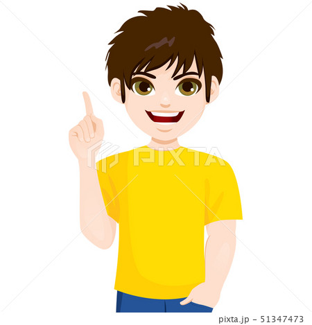 Teenager boy in casual clothes pointing up Teenager boy in casual clothes pointing up 51347473