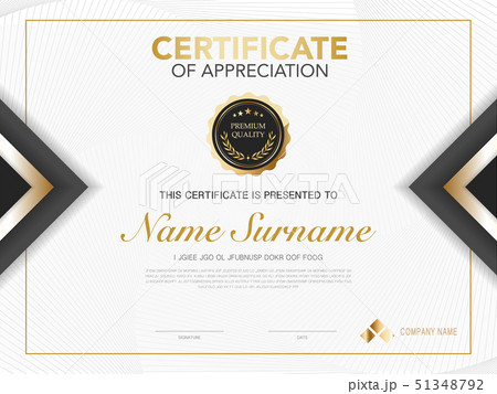 diploma certificate template black and gold color. 51348792