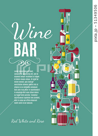 Vine flat background. Wine bar composition. Vine flat background. Wine bar composition. 51349506