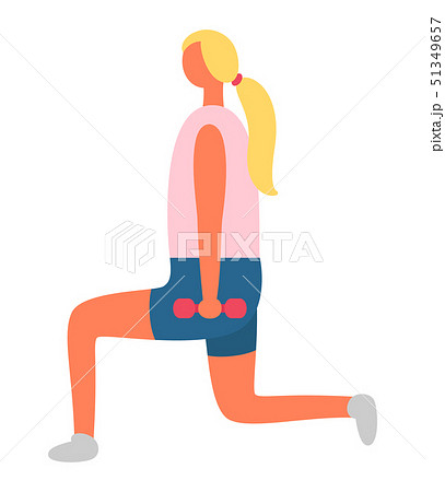 Woman Exercising with Heavy Dumbbells Isolated 51349657