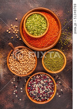 Assortment  of Legumes - lentils, peas, mung, 51349769