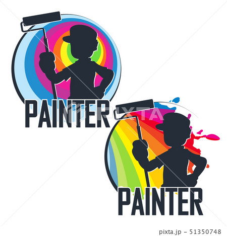 Painter with paint roller in hand 51350748