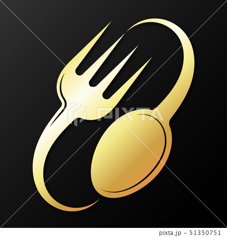Golden fork and spoon 51350751