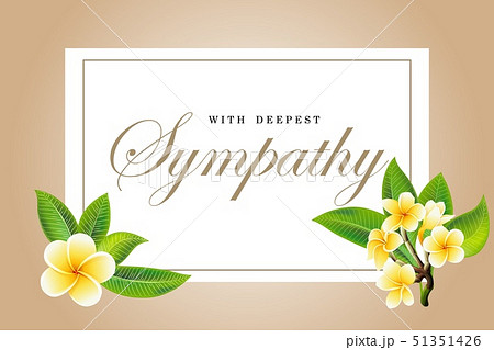 Condolences sympathy card floral frangipani or plumeria bouquet and lettering Condolences sympathy card floral frangipani or plumeria bouquet and lettering 51351426