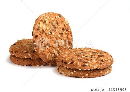 Oatmeal cookies with cereals isolated on white Oatmeal cookies with cereals isolated on white 51353993
