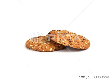Oatmeal cookies with cereals isolated on white Oatmeal cookies with cereals isolated on white 51353998