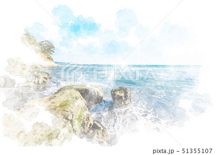 稲村ケ崎 水彩画風 稲村ケ崎 水彩画風 51355107