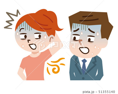 腋臭の匂いに戸惑う男性と不安な女性 腋臭の匂いに戸惑う男性と不安な女性 51355140