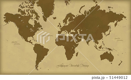 アンティークでレトロな世界地図 古地図のイラスト素材