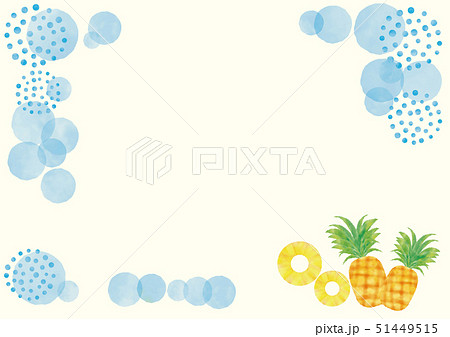 水彩風 夏イメージフレーム パイナップル のイラスト素材