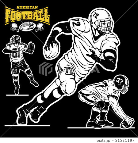 American football players in action isolated on the black American football players in action isolated on the black 51521197