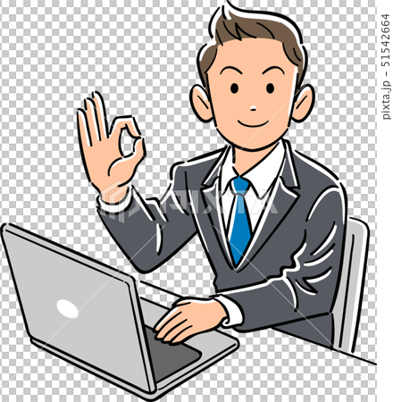 A businessman operating a computer gives an OK... - Stock Illustration ...