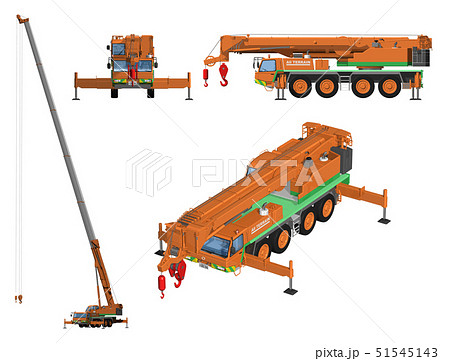 工事車両 オールテレーンクレーンのイラスト素材