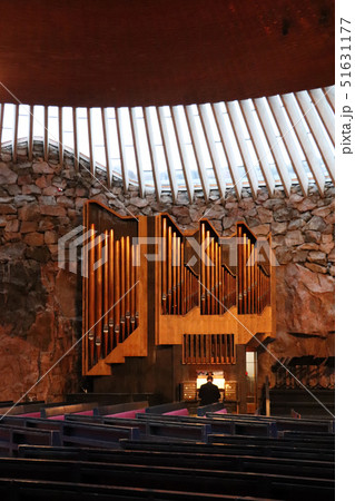 Interior of Temppeliaukion Church in Helsinki. 51631177
