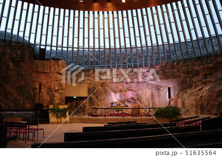 Interior of Temppeliaukion Church in Helsinki. 51635564