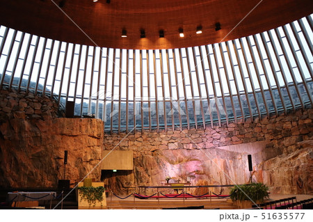 Interior of Temppeliaukion Church in Helsinki. Interior of Temppeliaukion Church in Helsinki. 51635577