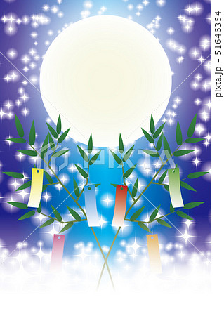 背景素材壁紙 宣伝広告 七夕祭り 竹飾り 星屑 天の川 短冊 無料イメージ イラスト 伝統文化 星空のイラスト素材