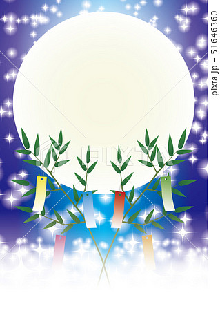 背景素材壁紙 宣伝広告 七夕祭り 竹飾り 星屑 天の川 短冊 無料イメージ イラスト 伝統文化 星空のイラスト素材