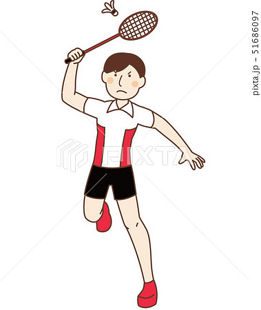バトミントンをする男性選手のイラスト素材