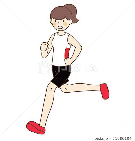 マラソンで走る女性陸上選手陸上選手のイラスト素材