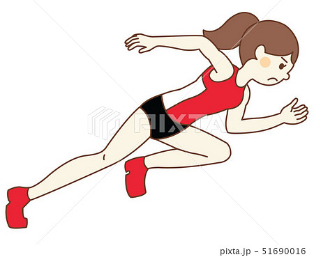 走る 女性陸上選手のイラスト素材