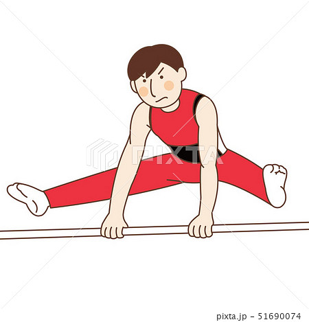 鉄棒をする 男性体操選手のイラスト素材