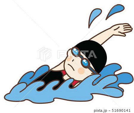 背泳ぎをする女性水泳選手のイラスト素材