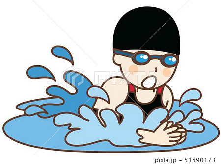 平泳ぎをする女性水泳選手のイラスト素材