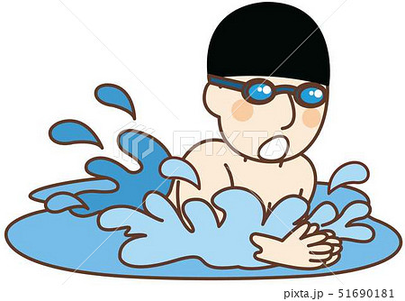 平泳ぎをする男性水泳選手のイラスト素材