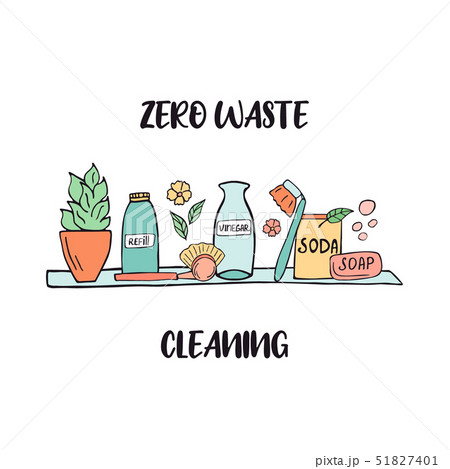 Zero Waste cleaning shelf with sustainable items Zero Waste cleaning shelf with sustainable items 51827401