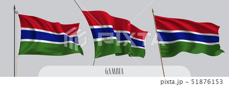 Set of Gambia waving flag on isolated background 51876153