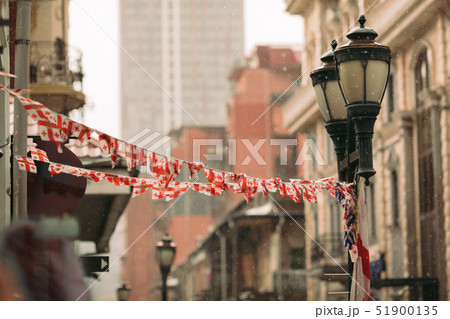 Georgian flags hanging over the streets of Batumi Georgian flags hanging over the streets of Batumi 51900135