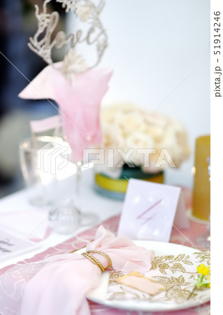 Table set for an event party or wedding reception Table set for an event party or wedding reception 51914246