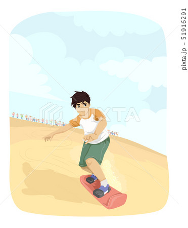 Teen Boy Sand Boarding Illustration Teen Boy Sand Boarding Illustration 51916291