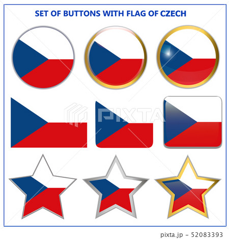 Set of buttons with flag of Czech Republic. Illustration 52083393