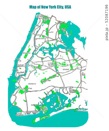 Map of New York city. Illustration. Map of New York city. Illustration. 52087196