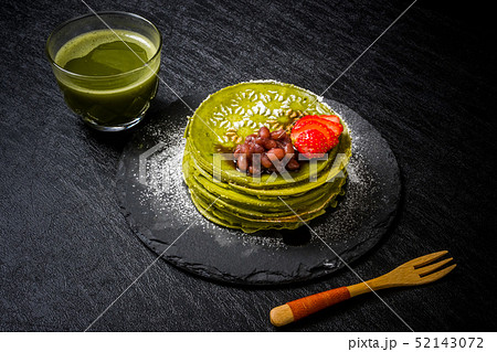 抹茶のパンケーキ (ミルクレープ)　Matcha pancake Japanese food 52143072