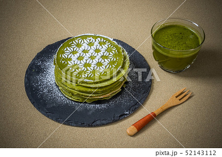 抹茶のパンケーキ (ミルクレープ) Matcha pancake Japanese food 抹茶のパンケーキ (ミルクレープ) Matcha pancake Japanese food 52143112