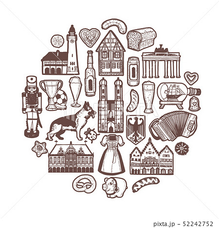 German Symbols Composition in Hand Drawn Style 52242752