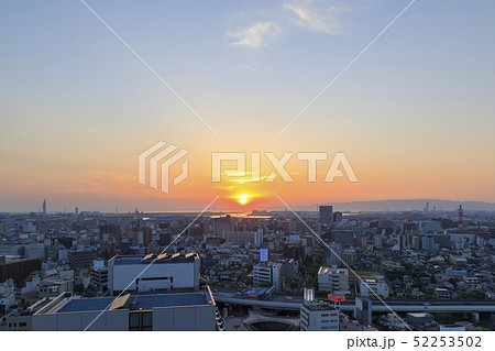 大阪・堺・都市風景・堺港方面・夕景 52253502