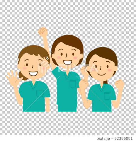 Scrub white coat emerald green women 3 people Scrub white coat emerald green women 3 people 52396091