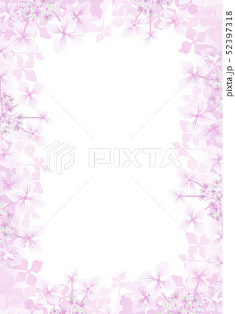 紫陽花のフレーム 縦構図 ピンク色のイラスト素材