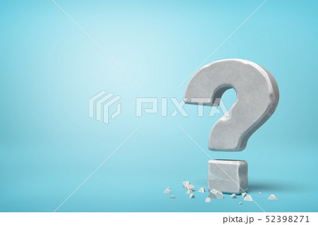 3d rendering of stone concrete question mark on blue background 52398271