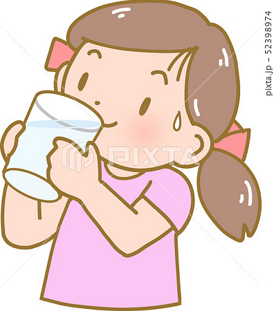 水を飲む女の子のイラスト素材