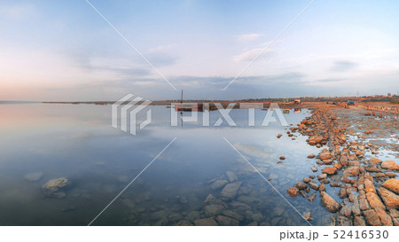 Panoramic view of the salt lake at sunset Panoramic view of the salt lake at sunset 52416530