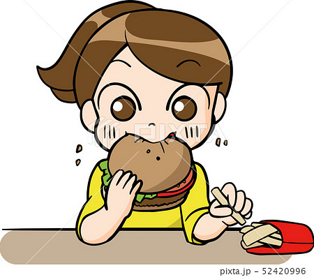 ハンバーガーを食べている人のイラスト素材