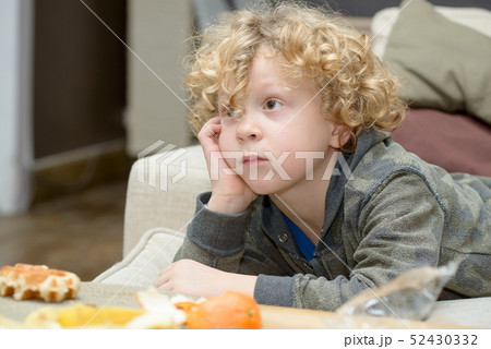 portrait of young blond curly boy portrait of young blond curly boy 52430332